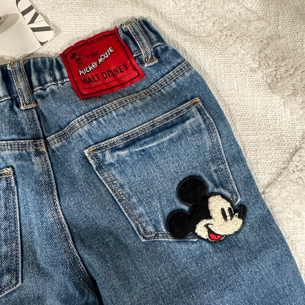NWT Zara The Low Pant Kids Toddler Baby Mickey Mouse Denim Jeans